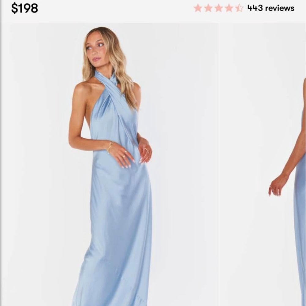 Show Me Your MuMu Light Blue Halter Bridesmaid or Formal Dress